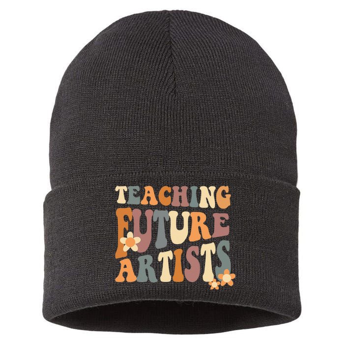 Teaching Future Artists Retro Teacher Students Sustainable Knit Beanie