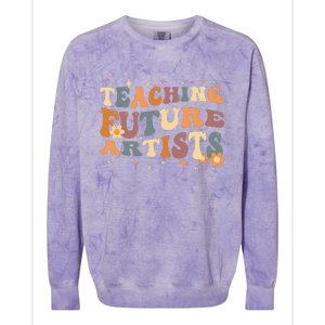 Teaching Future Artists Retro Teacher Students Colorblast Crewneck Sweatshirt