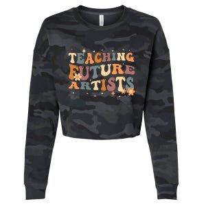 Teaching Future Artists Retro Teacher Students Cropped Pullover Crew