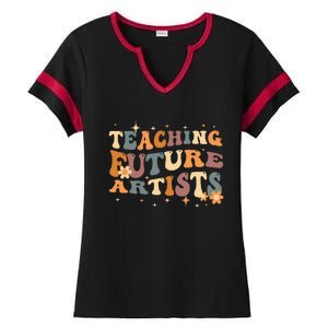 Teaching Future Artists Retro Teacher Students Ladies Halftime Notch Neck Tee