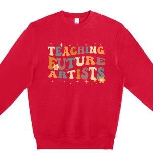 Teaching Future Artists Retro Teacher Students Premium Crewneck Sweatshirt