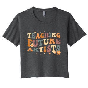 Teaching Future Artists Retro Teacher Students Women's Crop Top Tee