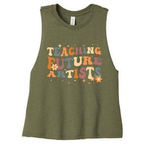 Teaching Future Artists Retro Teacher Students Women's Racerback Cropped Tank