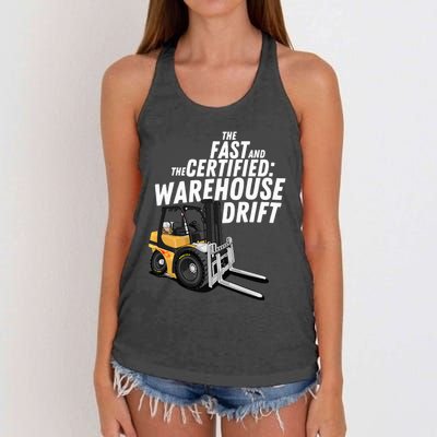 The Fast And The Certified Warehouse Drift Forklift Operator Women's Knotted Racerback Tank