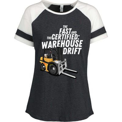 The Fast And The Certified Warehouse Drift Forklift Operator Enza Ladies Jersey Colorblock Tee