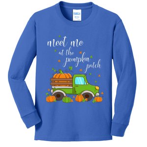 Thanksgiving Fall Autumn Funny Gift Meet Me At The Pumpkin Patch Gift Kids Long Sleeve Shirt