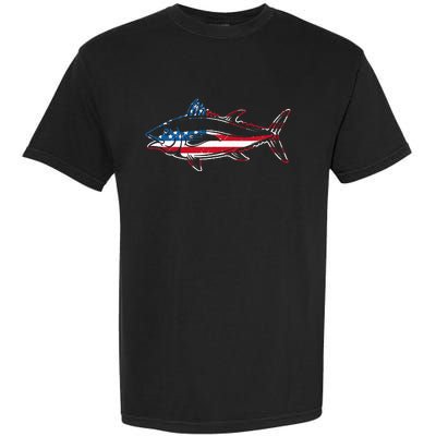 Tuna Fishing American Flag Giant Bluefin Fish Fisherman Garment-Dyed Heavyweight T-Shirt