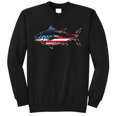 Tuna Fishing American Flag Giant Bluefin Fish Fisherman Sweatshirt