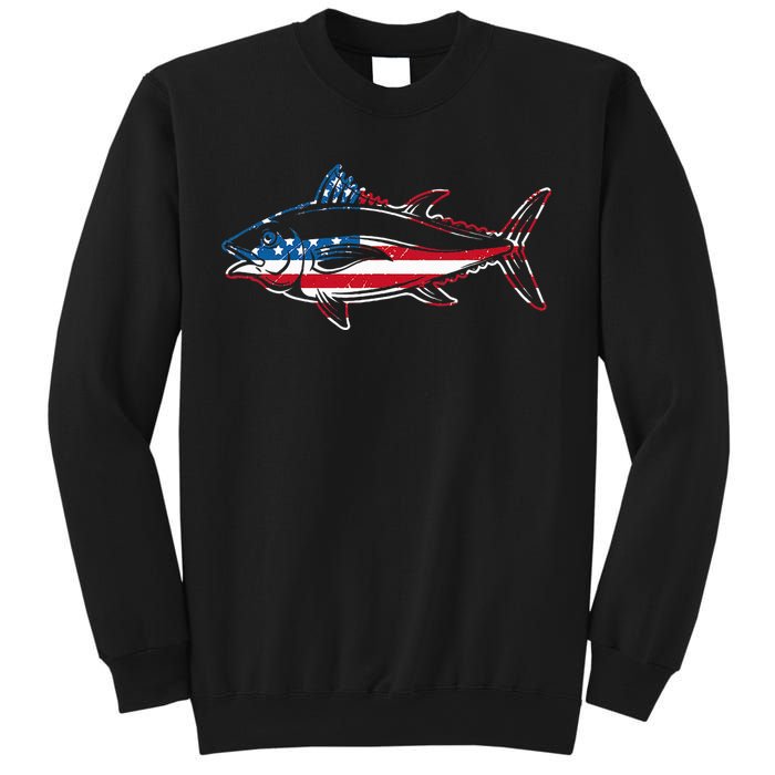 Tuna Fishing American Flag Giant Bluefin Fish Fisherman Sweatshirt