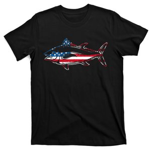 Tuna Fishing American Flag Giant Bluefin Fish Fisherman T-Shirt