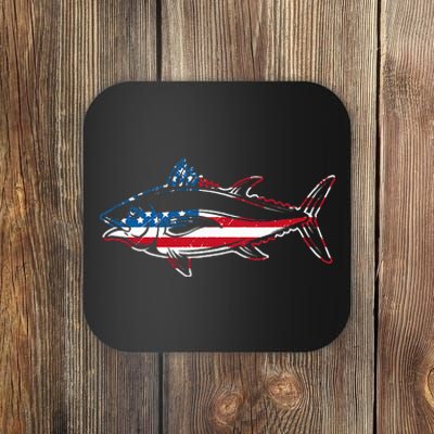 Tuna Fishing American Flag Giant Bluefin Fish Fisherman Coaster