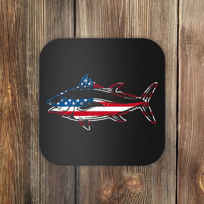 Tuna Fishing American Flag Giant Bluefin Fish Fisherman Coaster