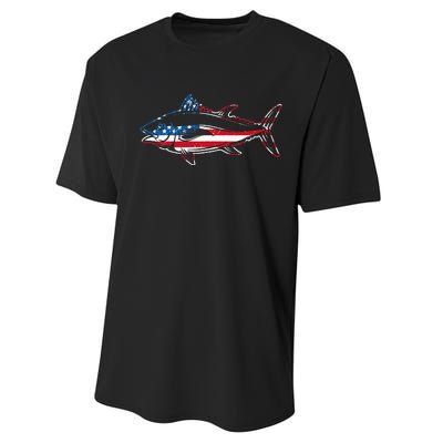 Tuna Fishing American Flag Giant Bluefin Fish Fisherman Performance Sprint T-Shirt