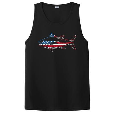 Tuna Fishing American Flag Giant Bluefin Fish Fisherman PosiCharge Competitor Tank