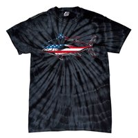 Tuna Fishing American Flag Giant Bluefin Fish Fisherman Tie-Dye T-Shirt