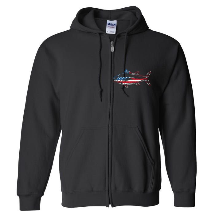 Tuna Fishing American Flag Giant Bluefin Fish Fisherman Full Zip Hoodie