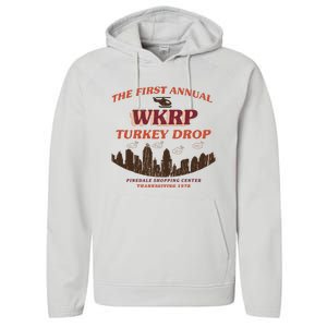 The First Annual Wkrp Turkey Drop Performance Fleece Hoodie