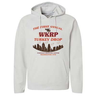 The First Annual Wkrp Turkey Drop Performance Fleece Hoodie