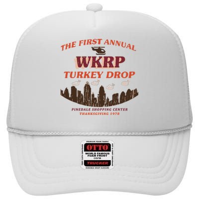 The First Annual Wkrp Turkey Drop High Crown Mesh Back Trucker Hat