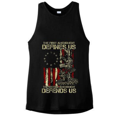 The First Amendment Defines Us American Flag Ladies PosiCharge Tri-Blend Wicking Tank