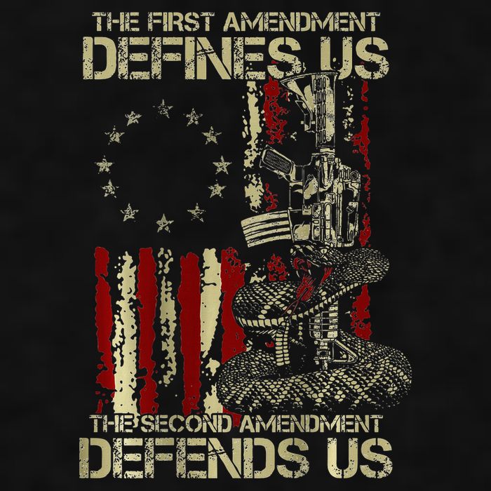 The First Amendment Defines Us American Flag Ladies PosiCharge Tri-Blend Wicking Tank