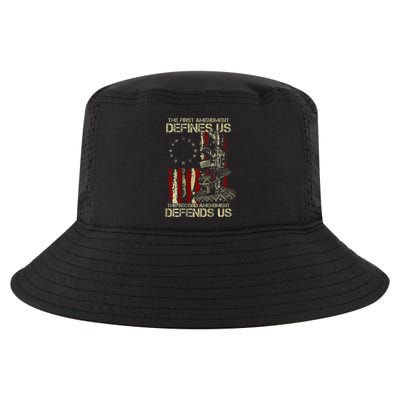 The First Amendment Defines Us American Flag Cool Comfort Performance Bucket Hat