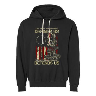 The First Amendment Defines Us American Flag Garment-Dyed Fleece Hoodie