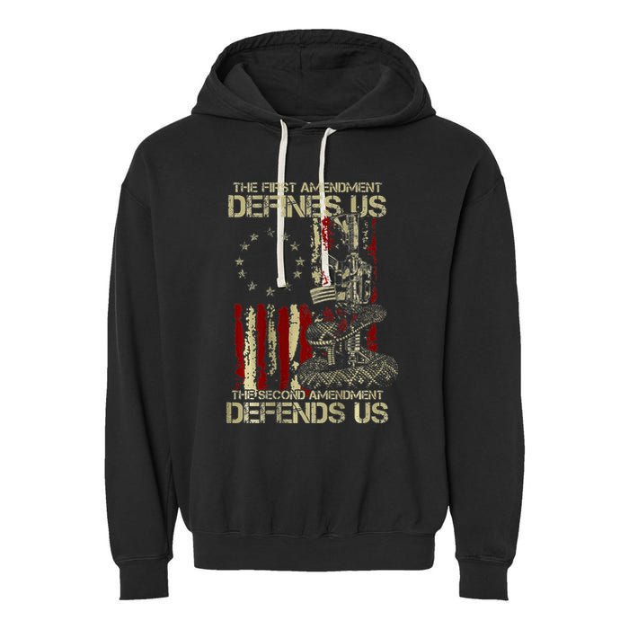 The First Amendment Defines Us American Flag Garment-Dyed Fleece Hoodie