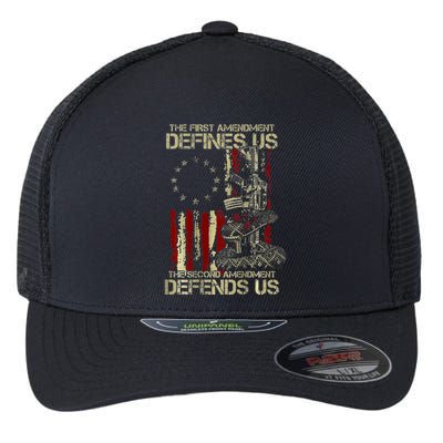 The First Amendment Defines Us American Flag Flexfit Unipanel Trucker Cap