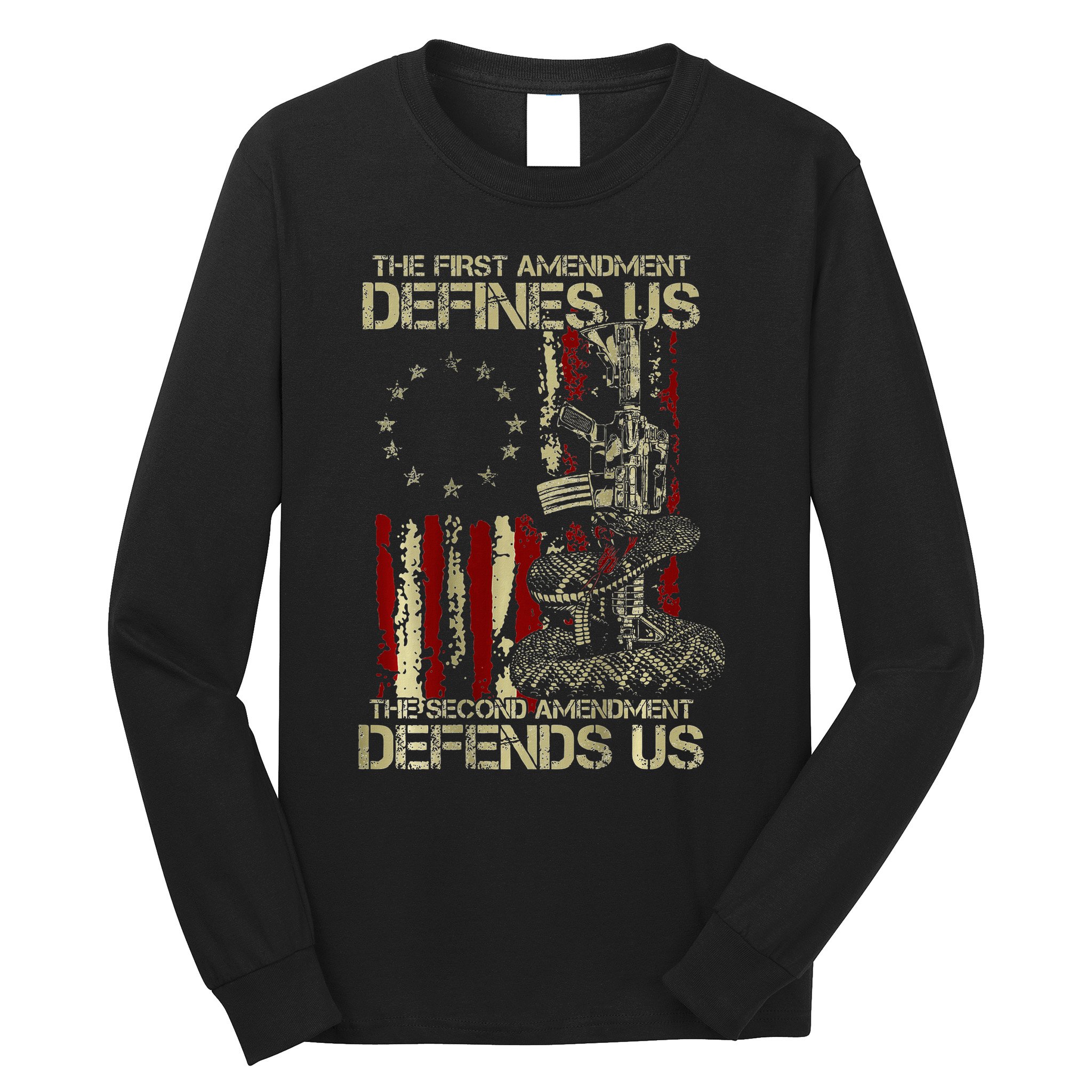The First Amendment Defines Us American Flag Long Sleeve Shirt