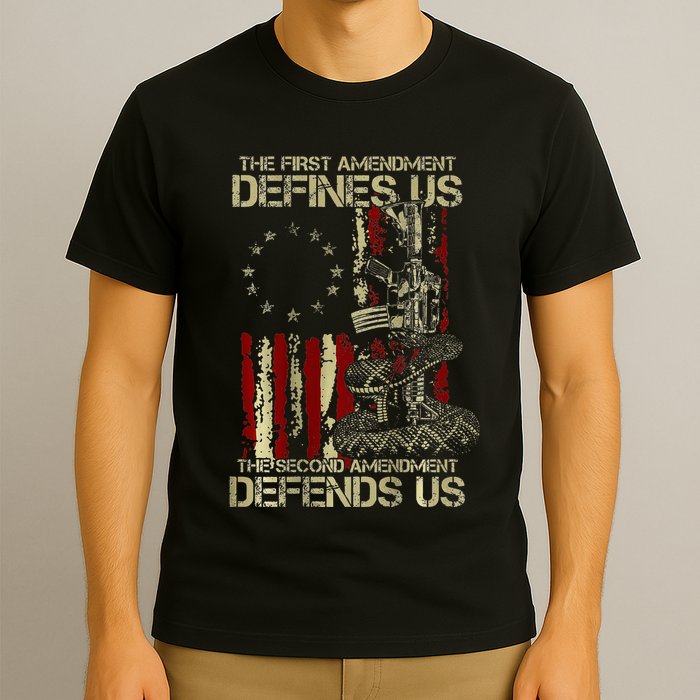The First Amendment Defines Us American Flag T-Shirt
