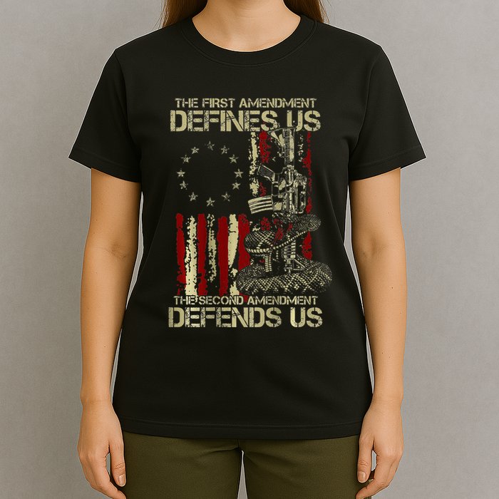 The First Amendment Defines Us American Flag T-Shirt