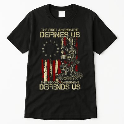 The First Amendment Defines Us American Flag Tall T-Shirt