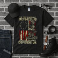 The First Amendment Defines Us American Flag Tall T-Shirt
