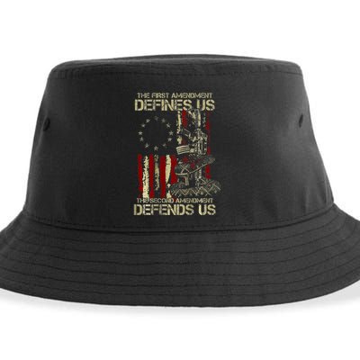 The First Amendment Defines Us American Flag Sustainable Bucket Hat