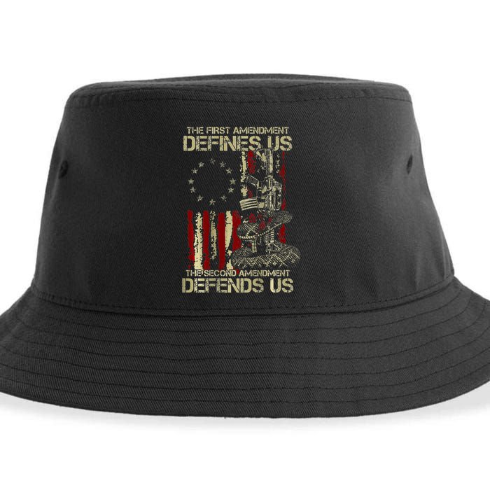 The First Amendment Defines Us American Flag Sustainable Bucket Hat
