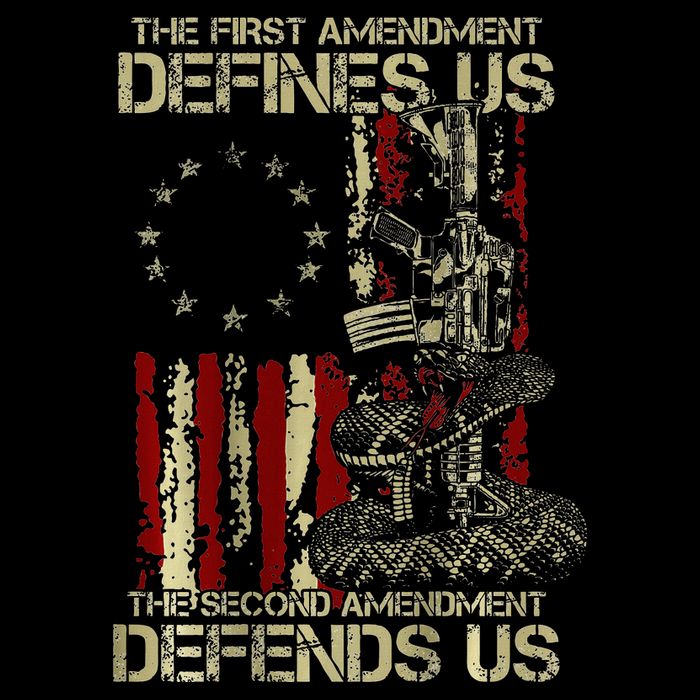 The First Amendment Defines Us American Flag 7-Panel Snapback Hat