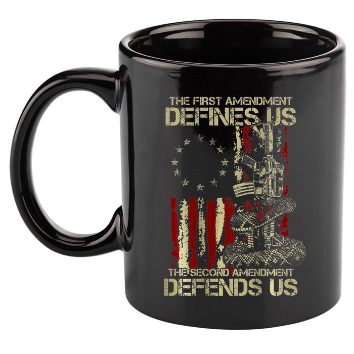 The First Amendment Defines Us American Flag 11oz C Handle Ceramic Mug