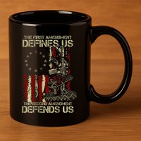 The First Amendment Defines Us American Flag 11oz C Handle Ceramic Mug