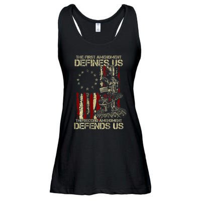 The First Amendment Defines Us American Flag Ladies Essential Flowy Tank