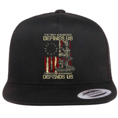 The First Amendment Defines Us American Flag Flatbill Hat