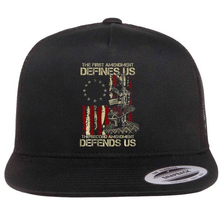 The First Amendment Defines Us American Flag Flatbill Hat