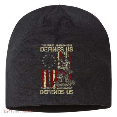 The First Amendment Defines Us American Flag Sustainable Beanie