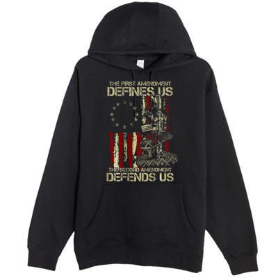 The First Amendment Defines Us American Flag Premium Pullover Hoodie