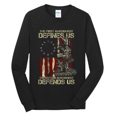 The First Amendment Defines Us American Flag Tall Long Sleeve T-Shirt