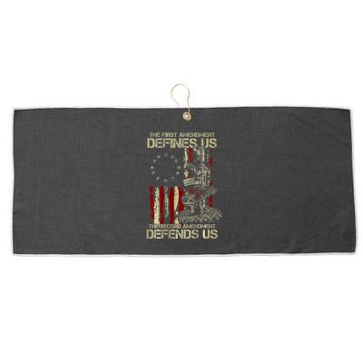 The First Amendment Defines Us American Flag Large Microfiber Waffle Golf Towel