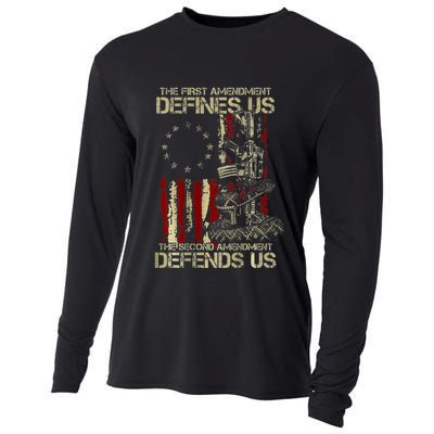 The First Amendment Defines Us American Flag Cooling Performance Long Sleeve Crew
