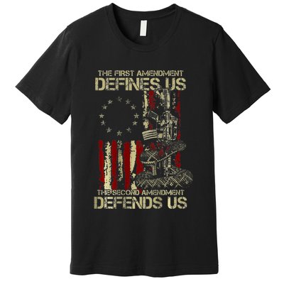 The First Amendment Defines Us American Flag Premium T-Shirt