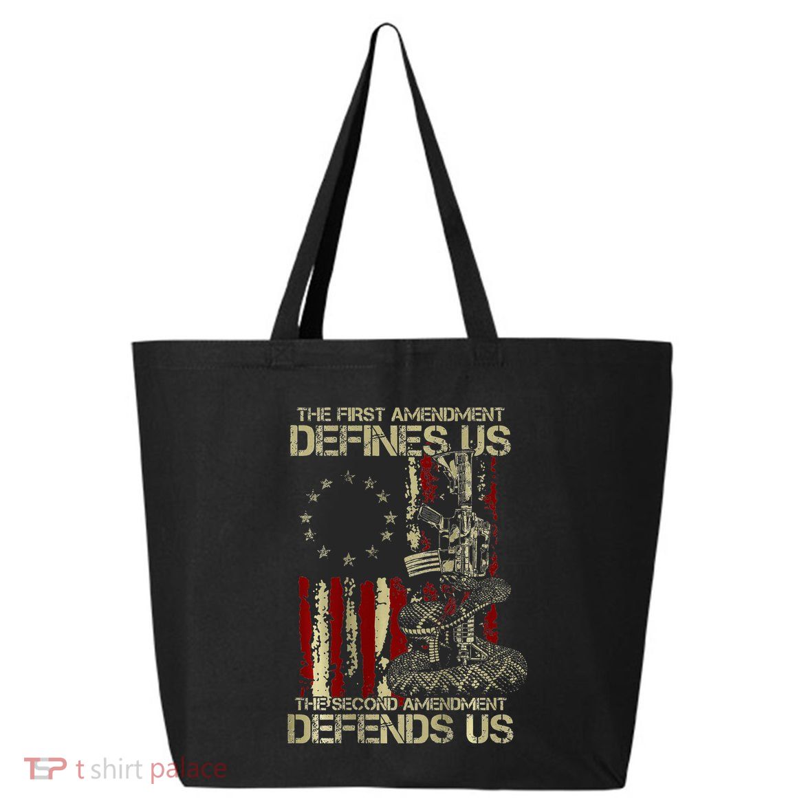 The First Amendment Defines Us American Flag 25L Jumbo Tote