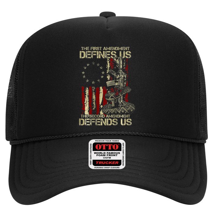 The First Amendment Defines Us American Flag Trucker Hat